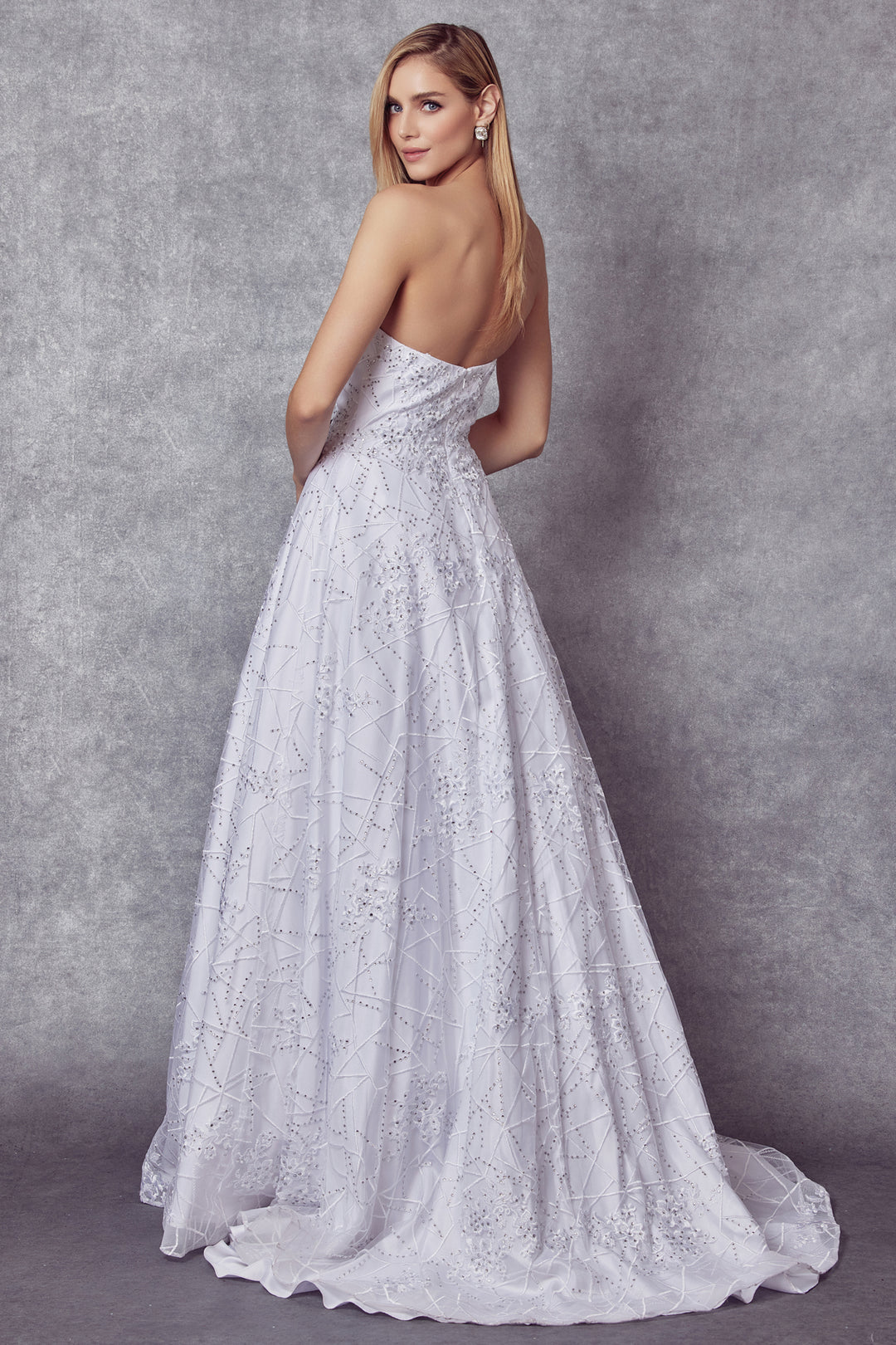 Juliet 692W bridal gown back view with train