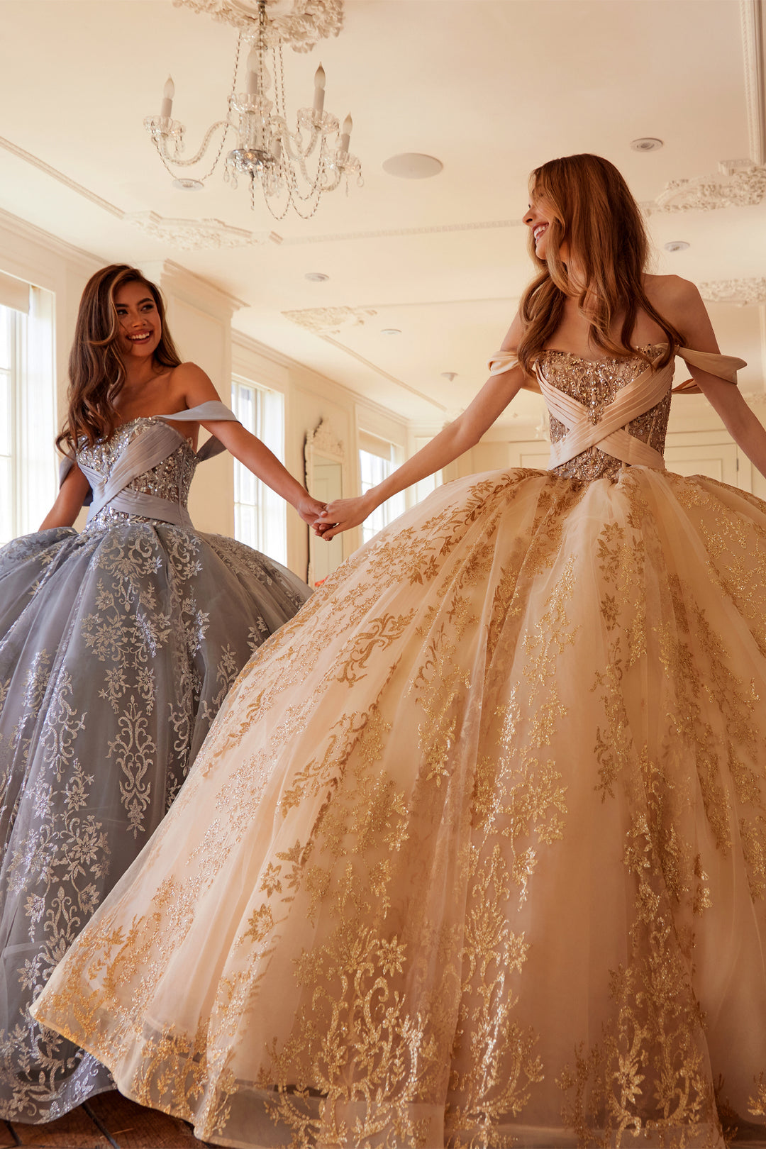 Juliet JT1488H quinceanera ball gown front view with second style option, option 5