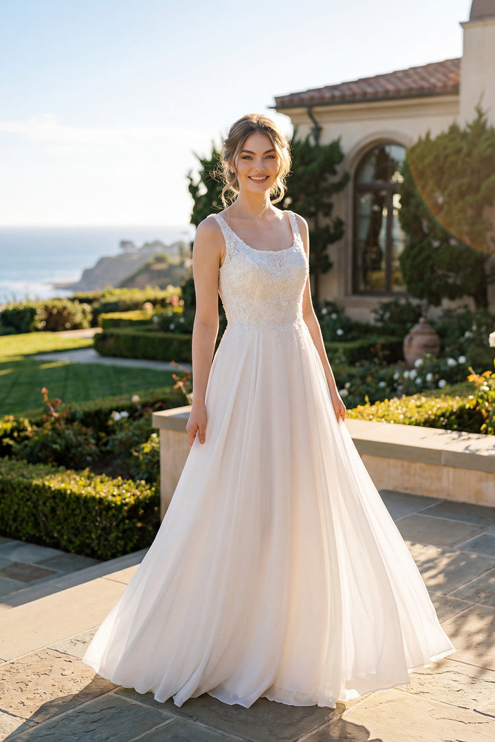 Juliet JTM21LW two-piece beaded flutter sleeve top mother of the bride dress front view, option 4