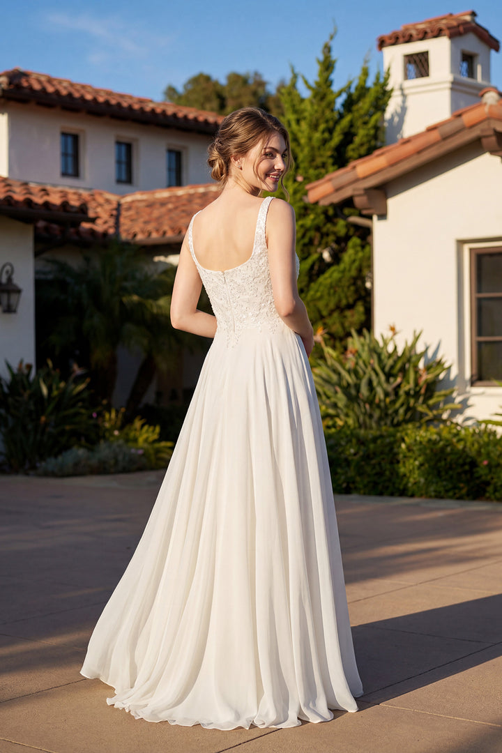 Juliet JTM21LW two-piece beaded flutter sleeve top mother of the bride dress back view, option 2