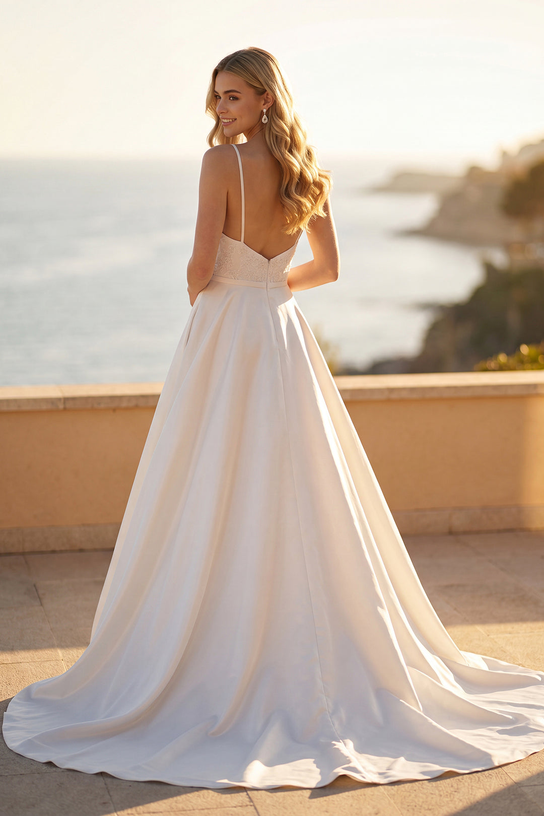 Juliet JT2603CW A-line bridal gown back view with train