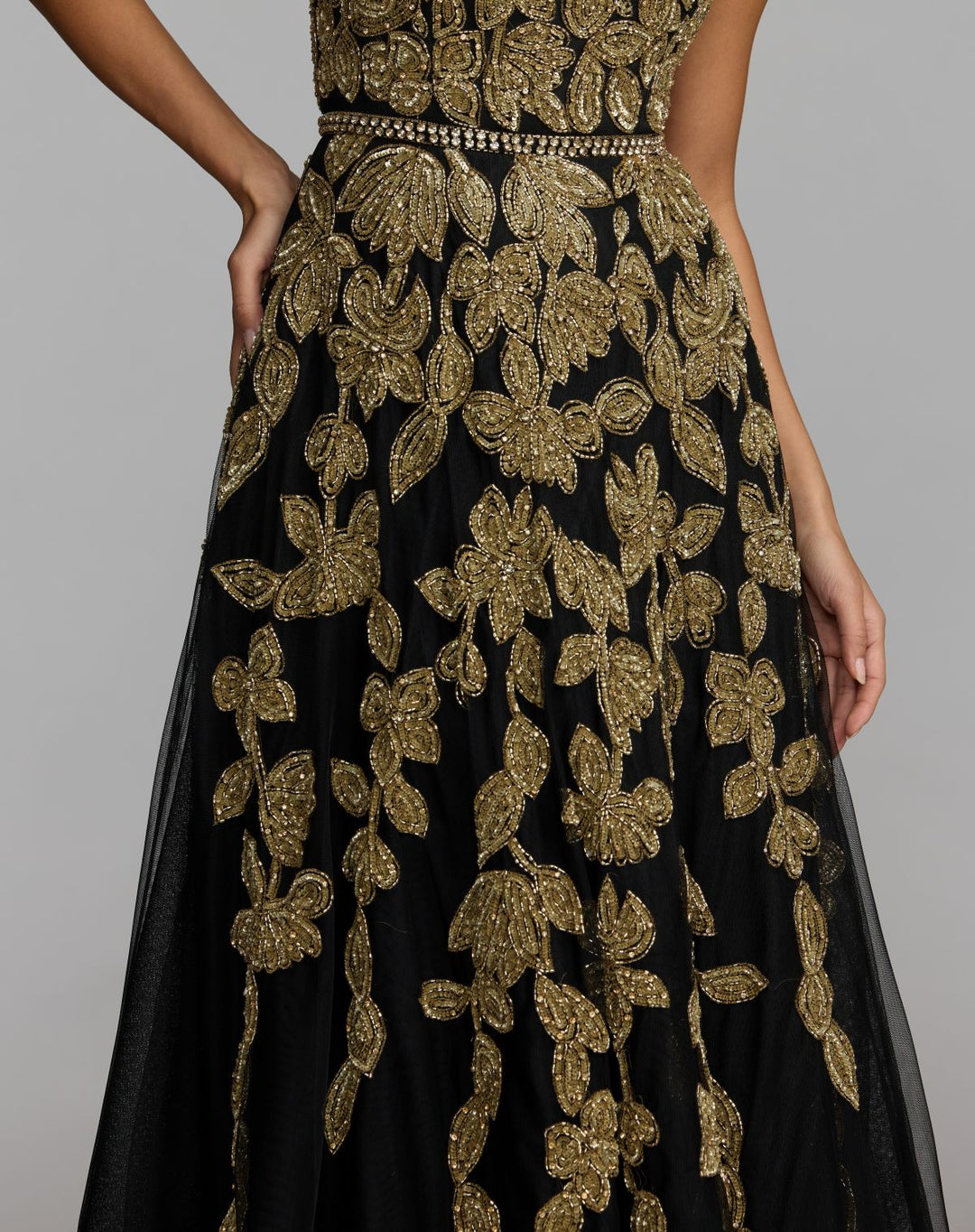 Mac Duggal 10274 Floral Embellished Strapless A-Line Gown