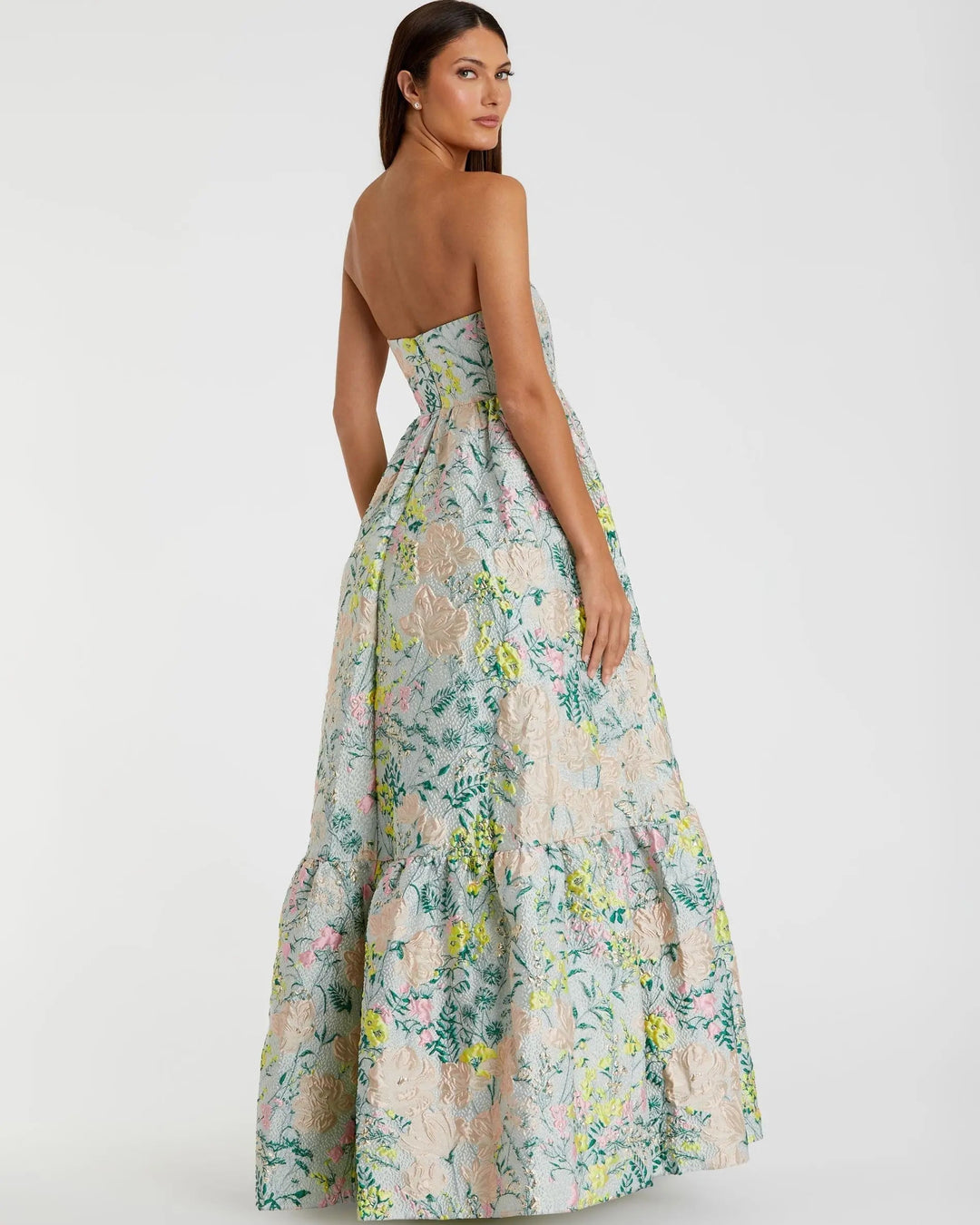 Mac Duggal 11604 Strapless Floral Brocade A-Line Dress