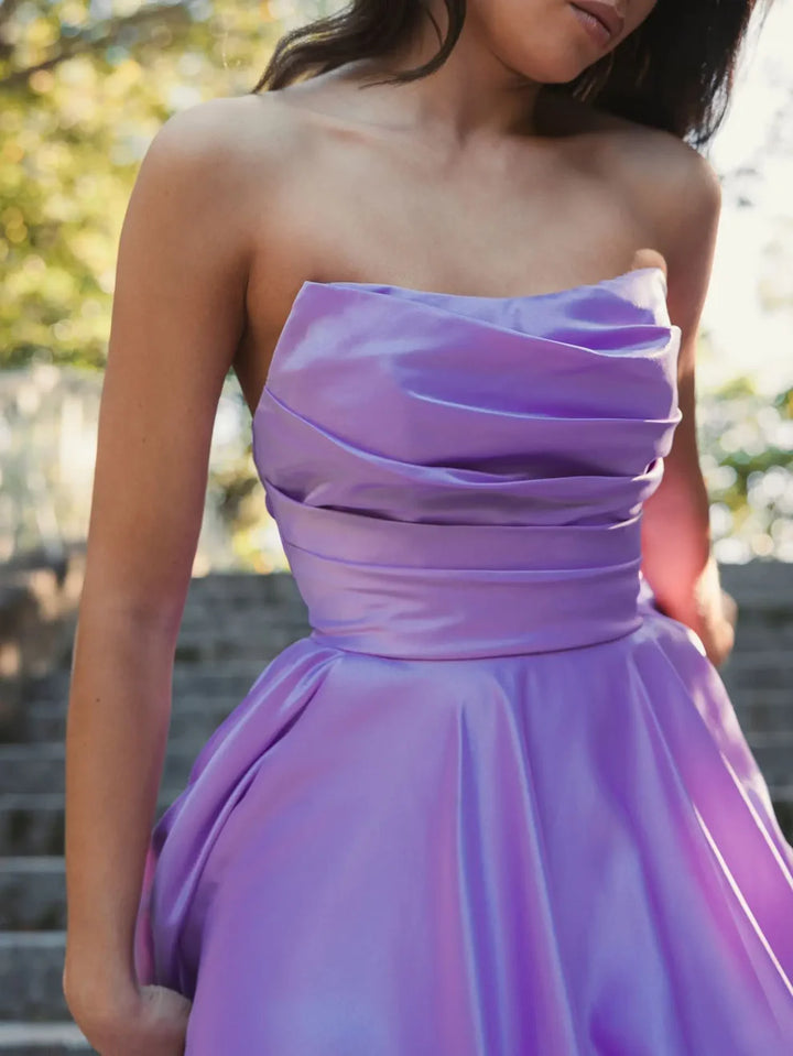 Mac Duggal 11685 Black Strapless Ruched High Low Gown