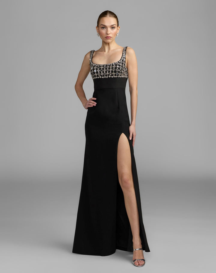 Mac Duggal 11884 Sleeveless Crepe Gown With Embellished Bodice
