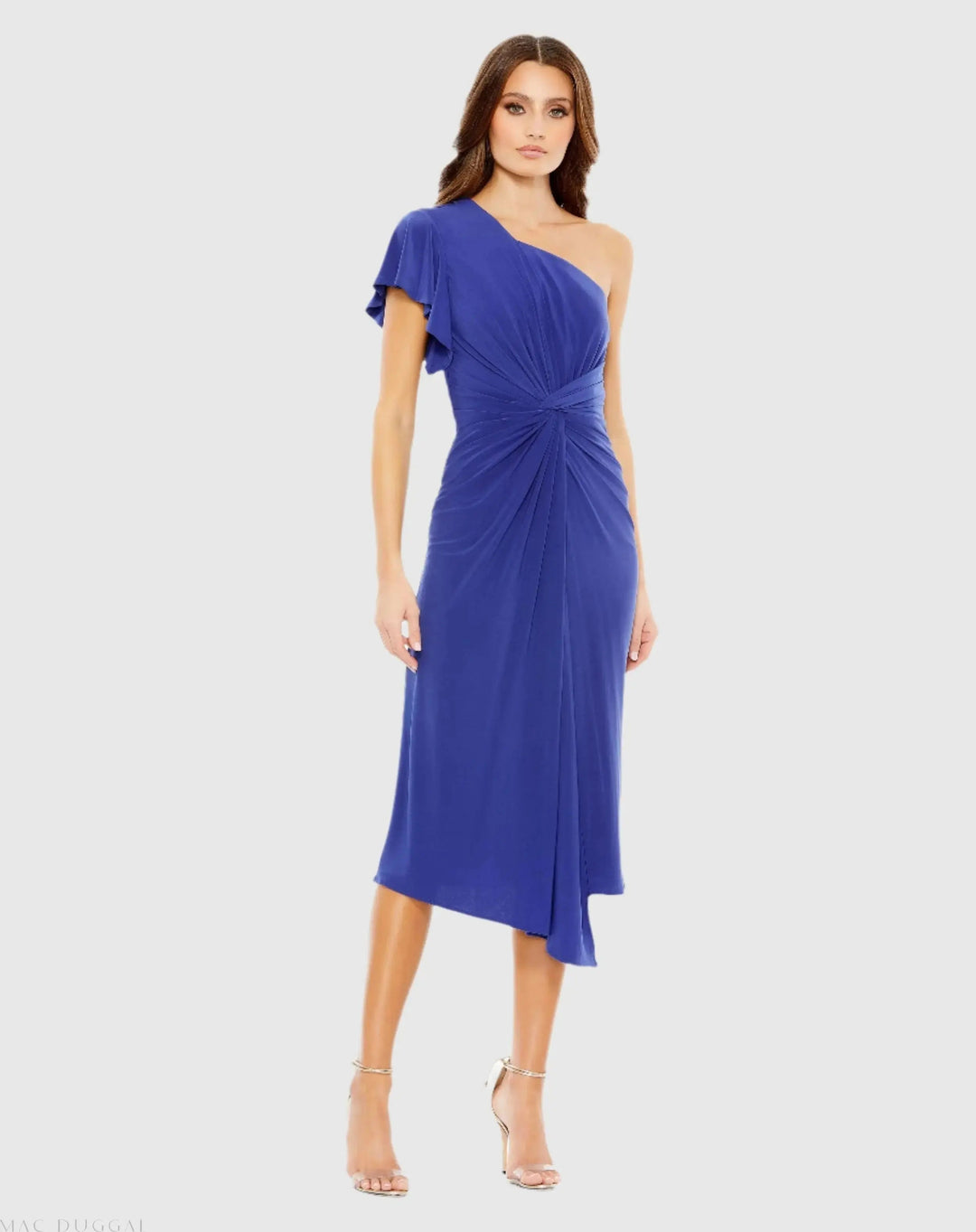 Mac Duggal A12480 One Shoulder Midi Length Jersey Dress
