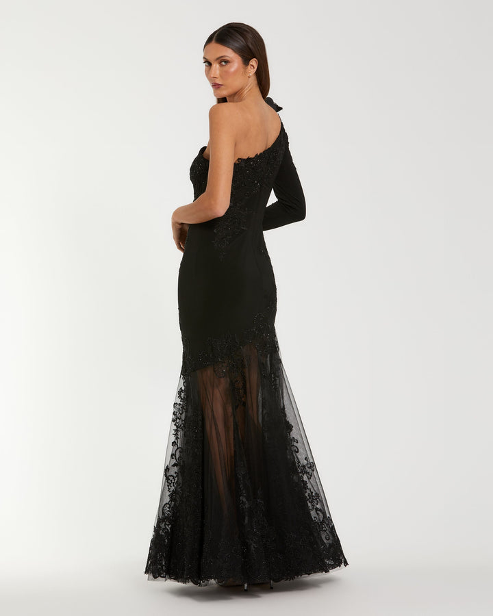Mac Duggal 13209 3D Floral One Shoulder Mermaid Gown