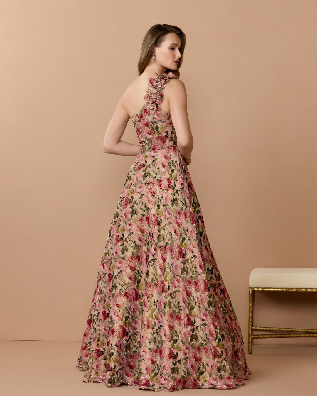 Mac Duggal 13269 One Shoulder Velvet Floral Ball Gown