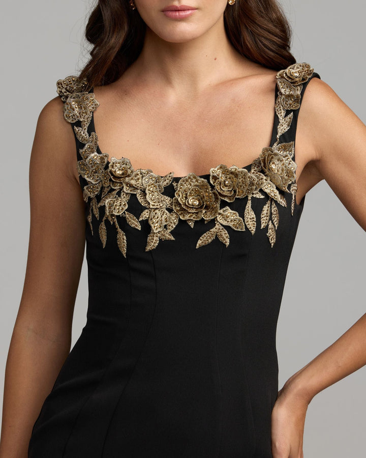 Mac Duggal 13292 3D Floral Trumpet Midi Dress
