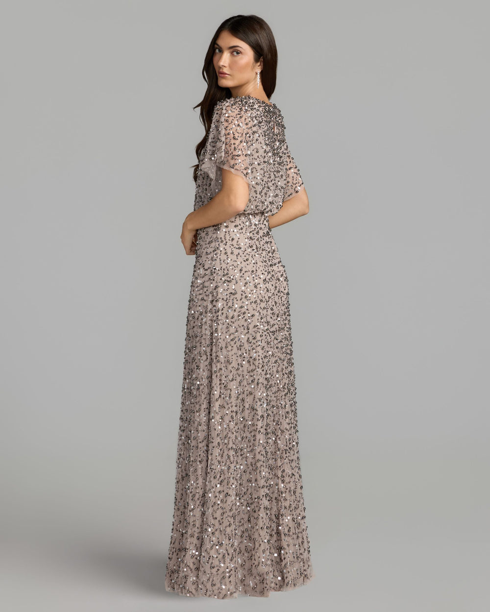 Mac Duggal 14523 High Neck Short Sleeve Embellished Gown Dress