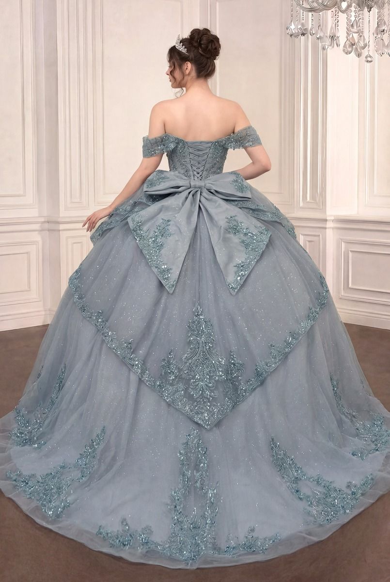 Ladivine 15729 ball gown alternate back view with bow