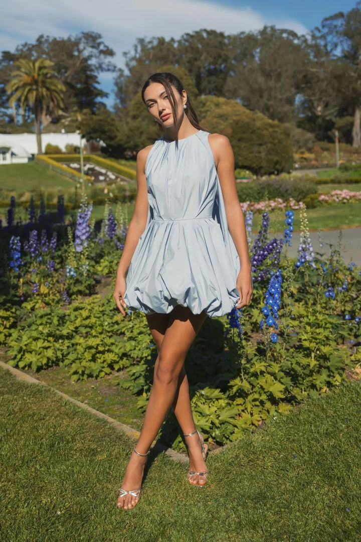 Mac Duggal 20704 Blue Sleeveless Taffeta Bubble Mini Dress