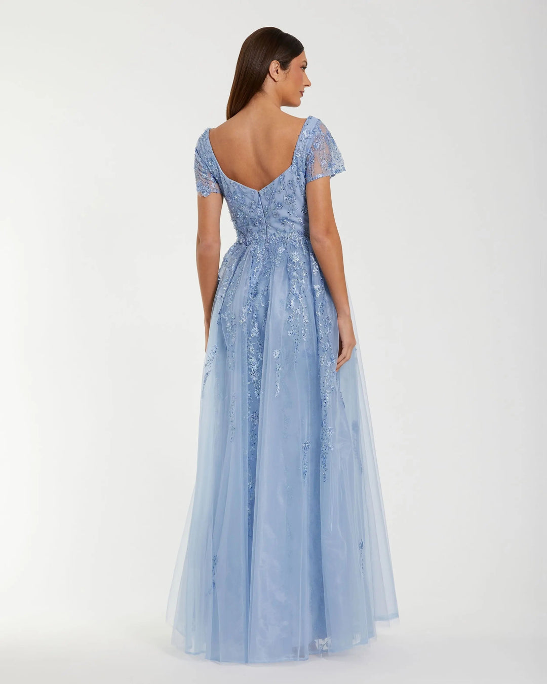 Mac Duggal 21035 Embroidered Beaded A-Line Gown with Overskirt