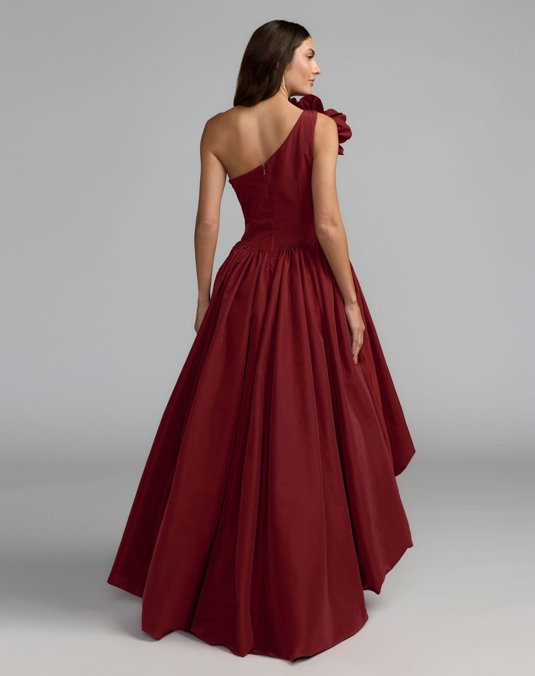 Mac Duggal 21188 One Shoulder High Low Gown With 3D Flower