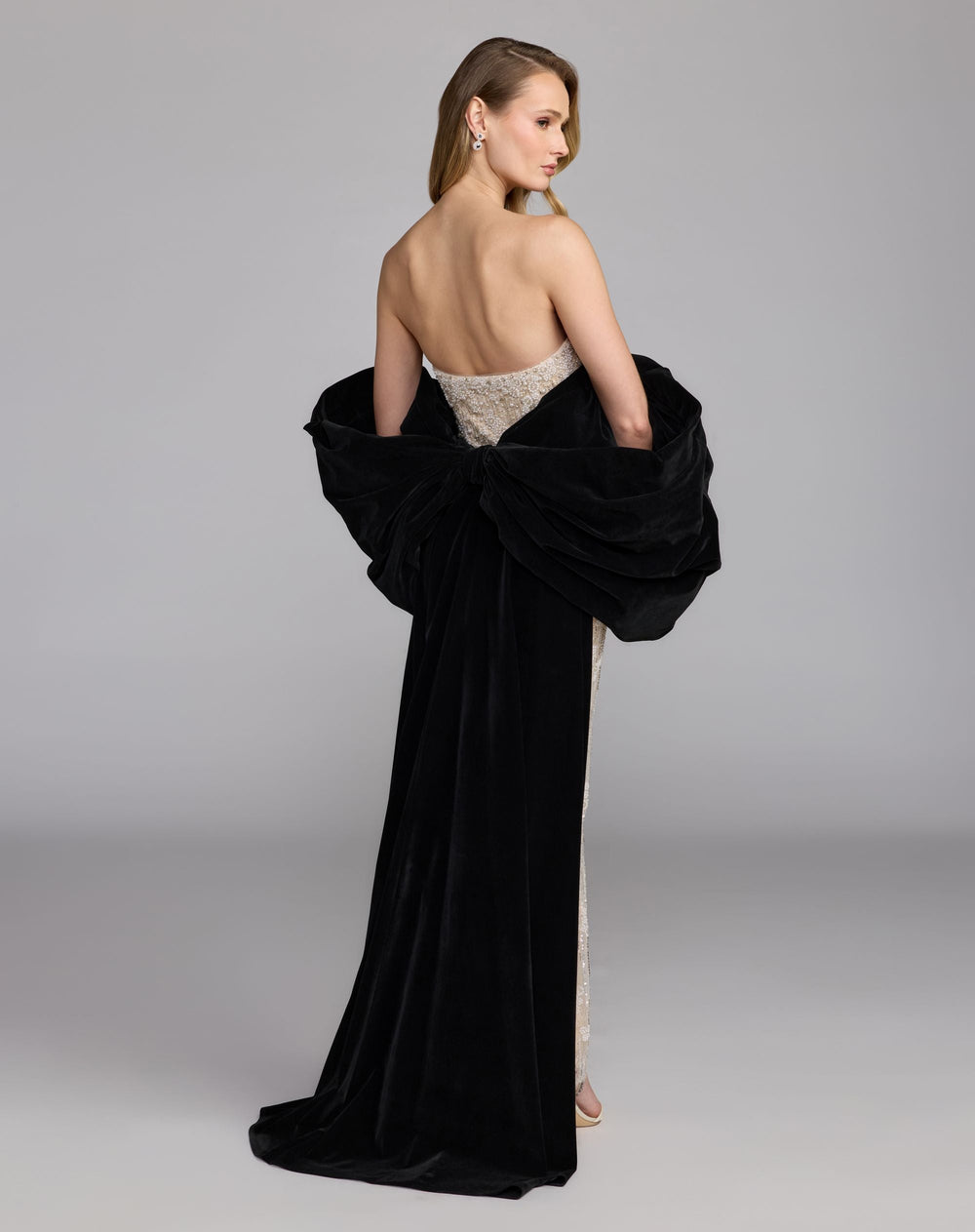Mac Duggal 21193 Strapless Embellished Dress With Velvet Bow