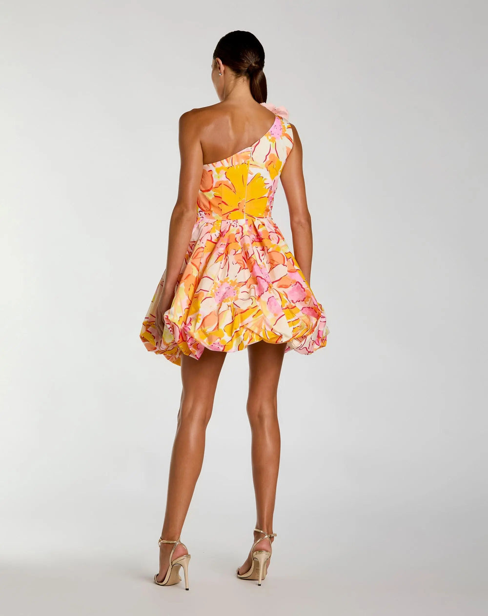 Multicolor One Shoulder Bubble Hem Faille Mini Dress - FOSTANI.com