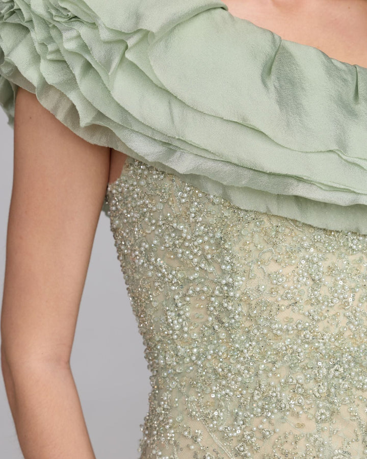 Mac Duggal 21277 Embellished Lace One Shoulder Trumpet Gown