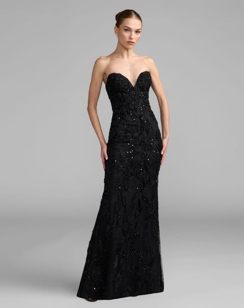 Mac Duggal 21283 Embellished Lace Strapless Sweetheart Gown