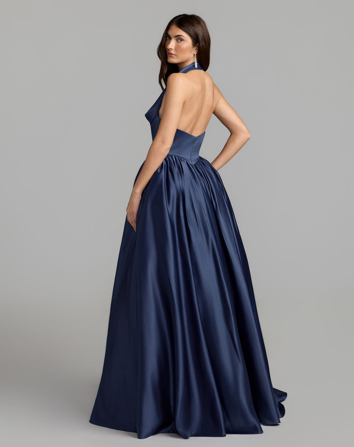 Mac Duggal 21501 Sleeveless Open Back Satin Ball Gown