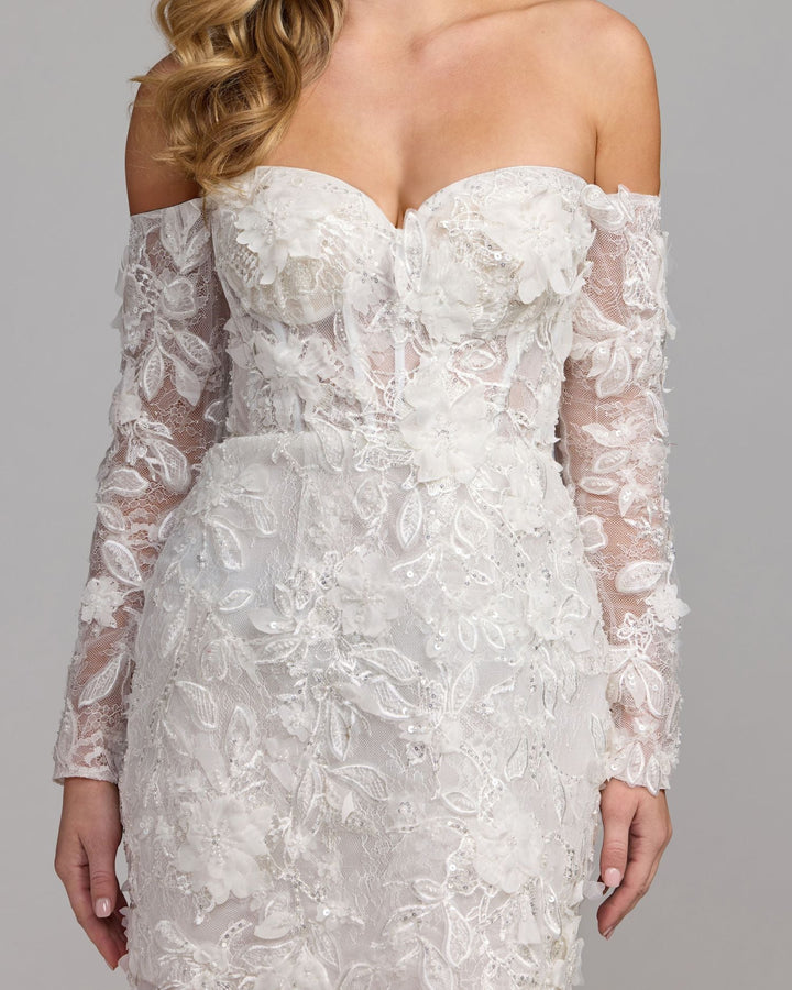 Mac Duggal 21541 Floral Lace Off Shoulder Mini Dress