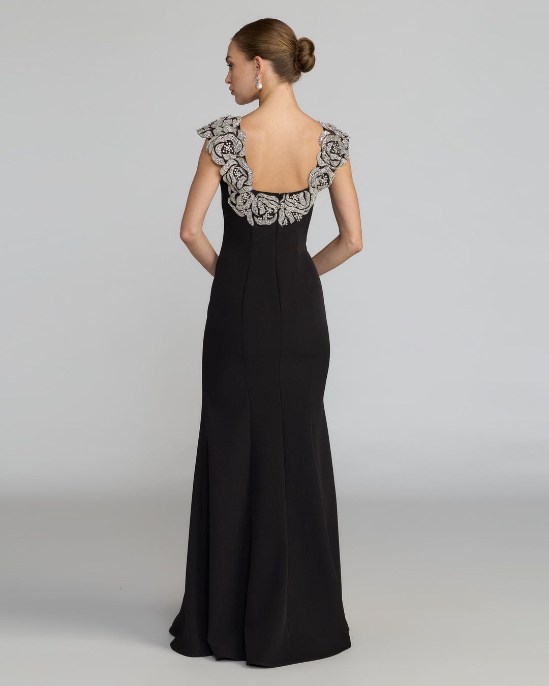 Mac Duggal 2318 Beaded Floral Appliqué Mermaid Gown