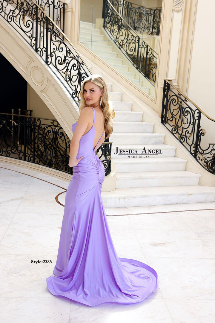 Jessica Angel 2385 ruched center back mermaid gown back view 2