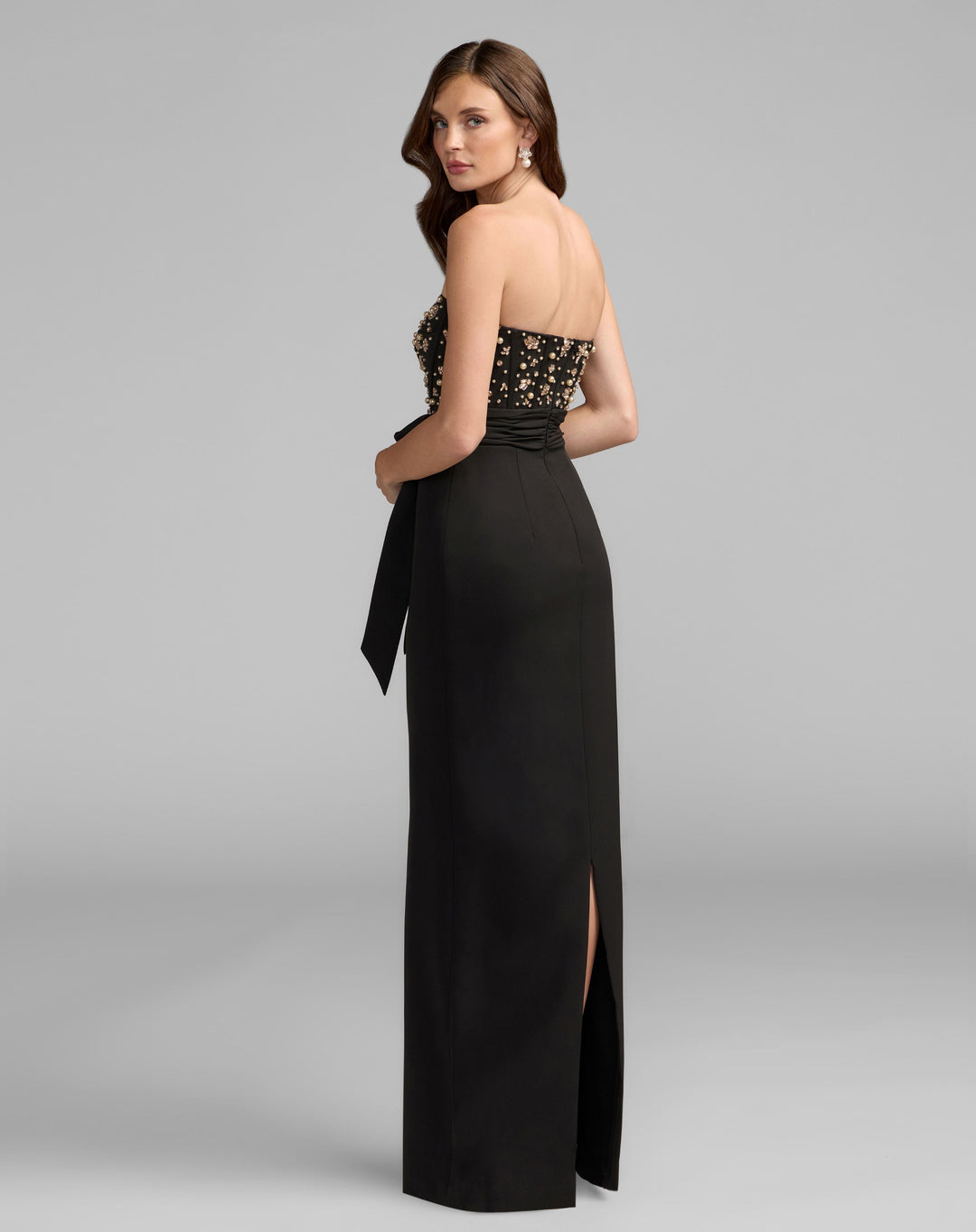 Mac Duggal 2395 Strapless Rhinestone Embellished Gown With Bow