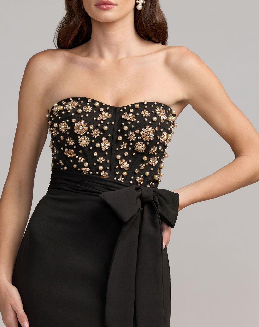 Mac Duggal 2395 Strapless Rhinestone Embellished Gown With Bow