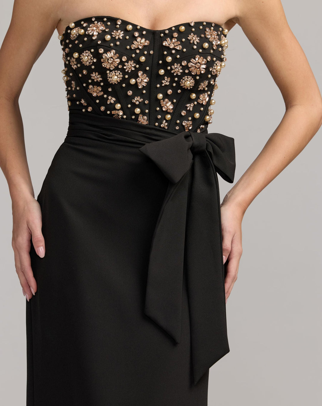 Mac Duggal 2395 Strapless Rhinestone Embellished Gown With Bow