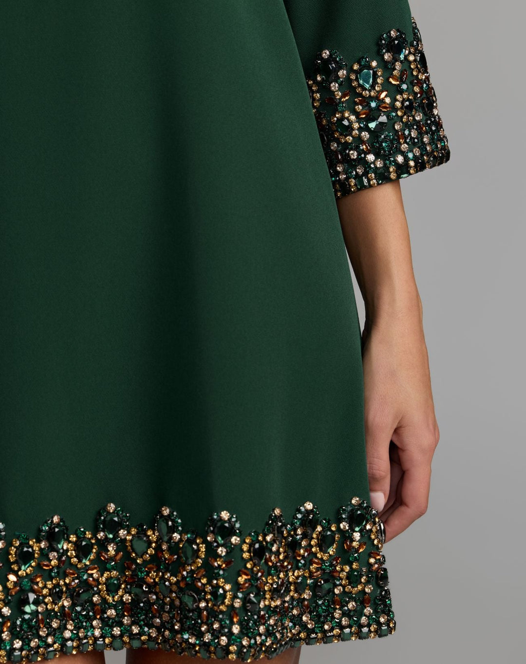 Mac Duggal 2430 Embellished Trim Mini Dress With 3/4 Sleeves