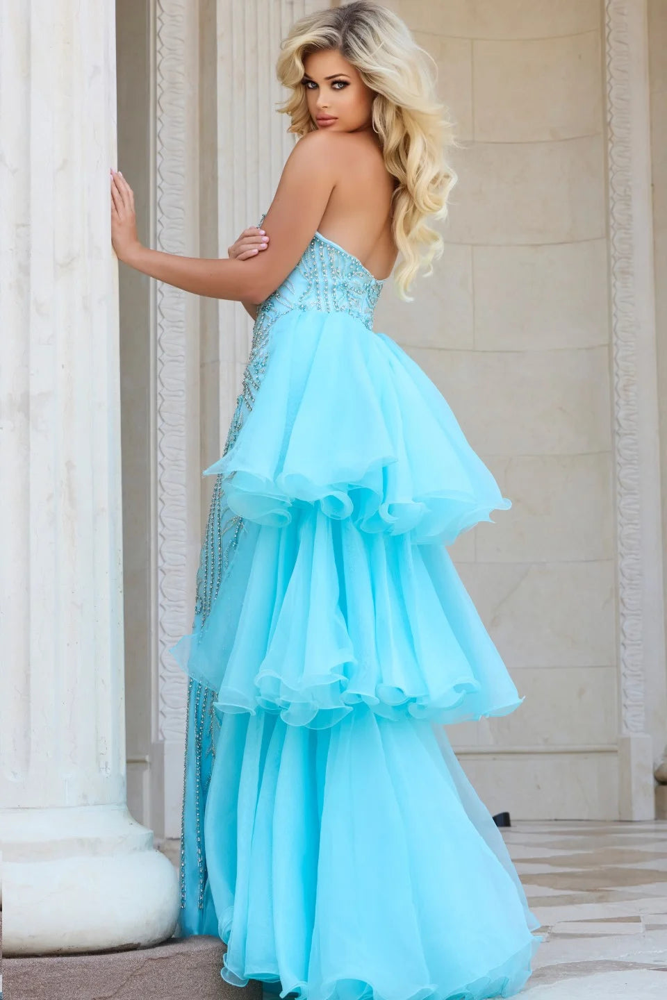 Jovani 24565 One-Shoulder Beaded Pageant Dress