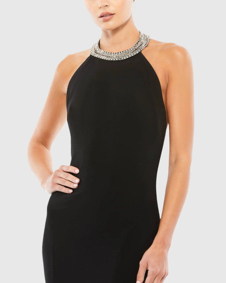 Mac Duggal 25572 Beaded Halter Jersey Gown