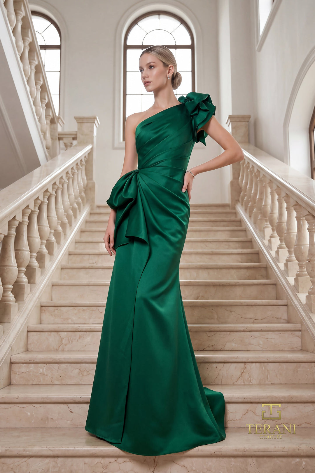 Terani 262E7132 One-Shoulder Sleeveless Sheath Dress