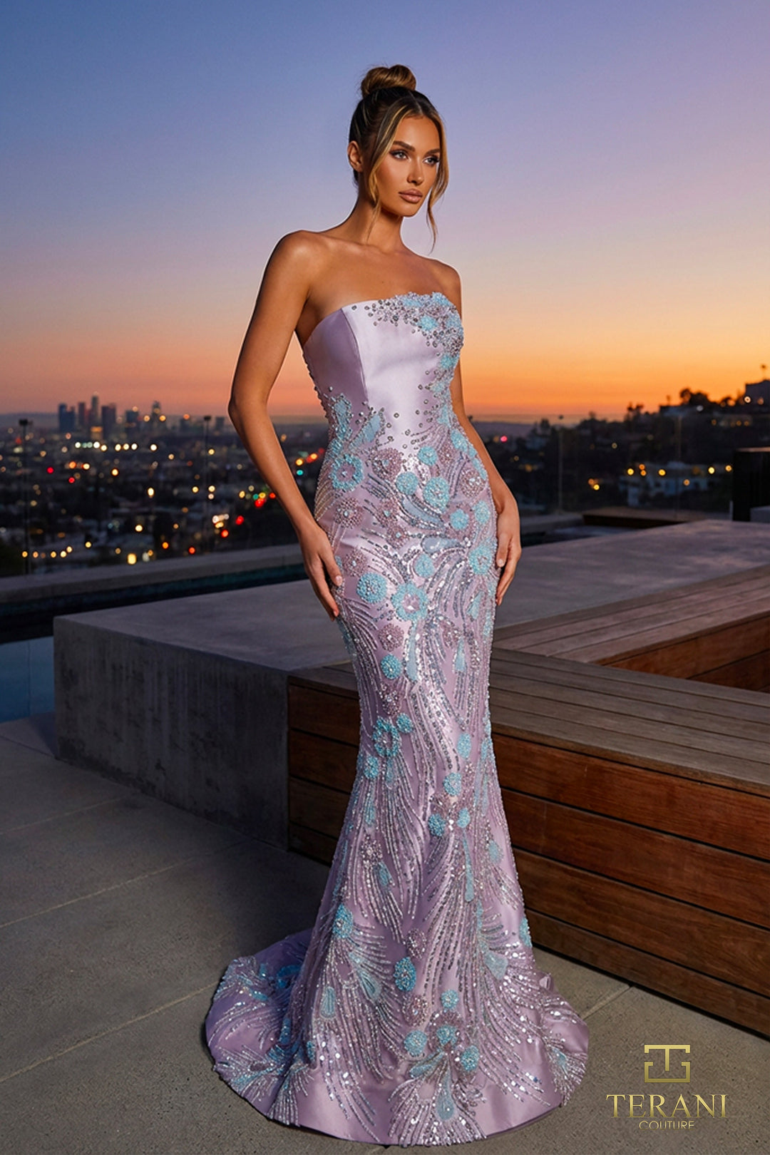 Terani 262E7542 Strapless Sleeveless Sheath Dress