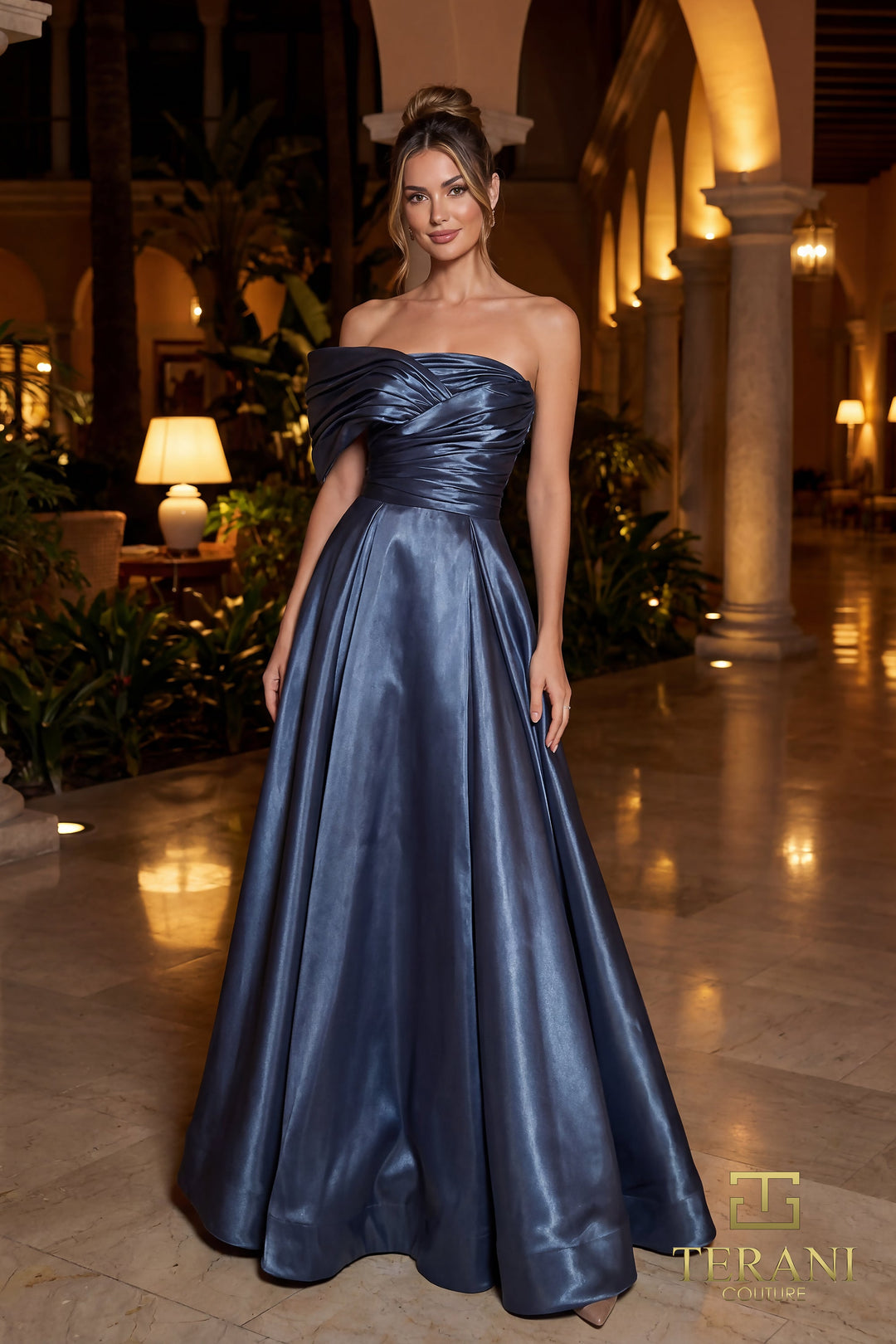 Terani 262E7103 Sweetheart Asymmetrical Sleeveless Structured Dress