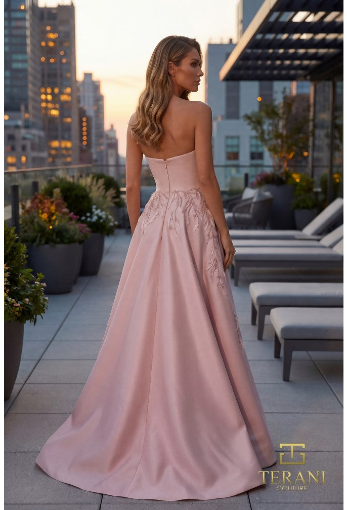 Terani 262M7306 Strapless Sleeveless Structured Bodice Dress