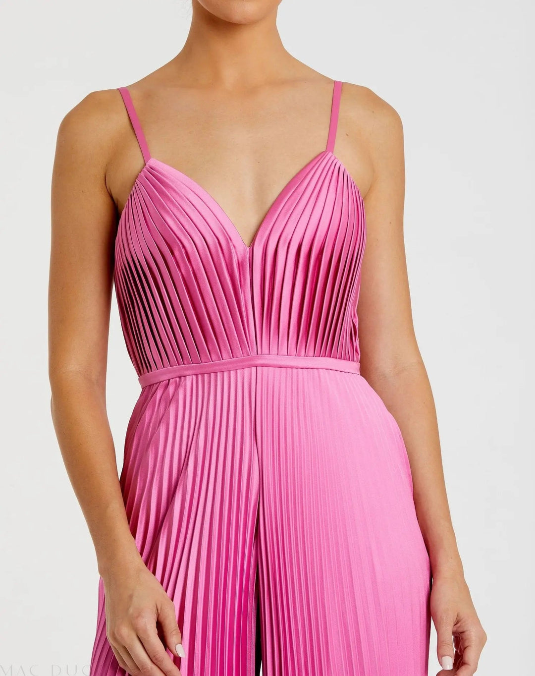 Mac Duggal 26319 Pleated Plunge Neck Wide Leg Jumpsuit