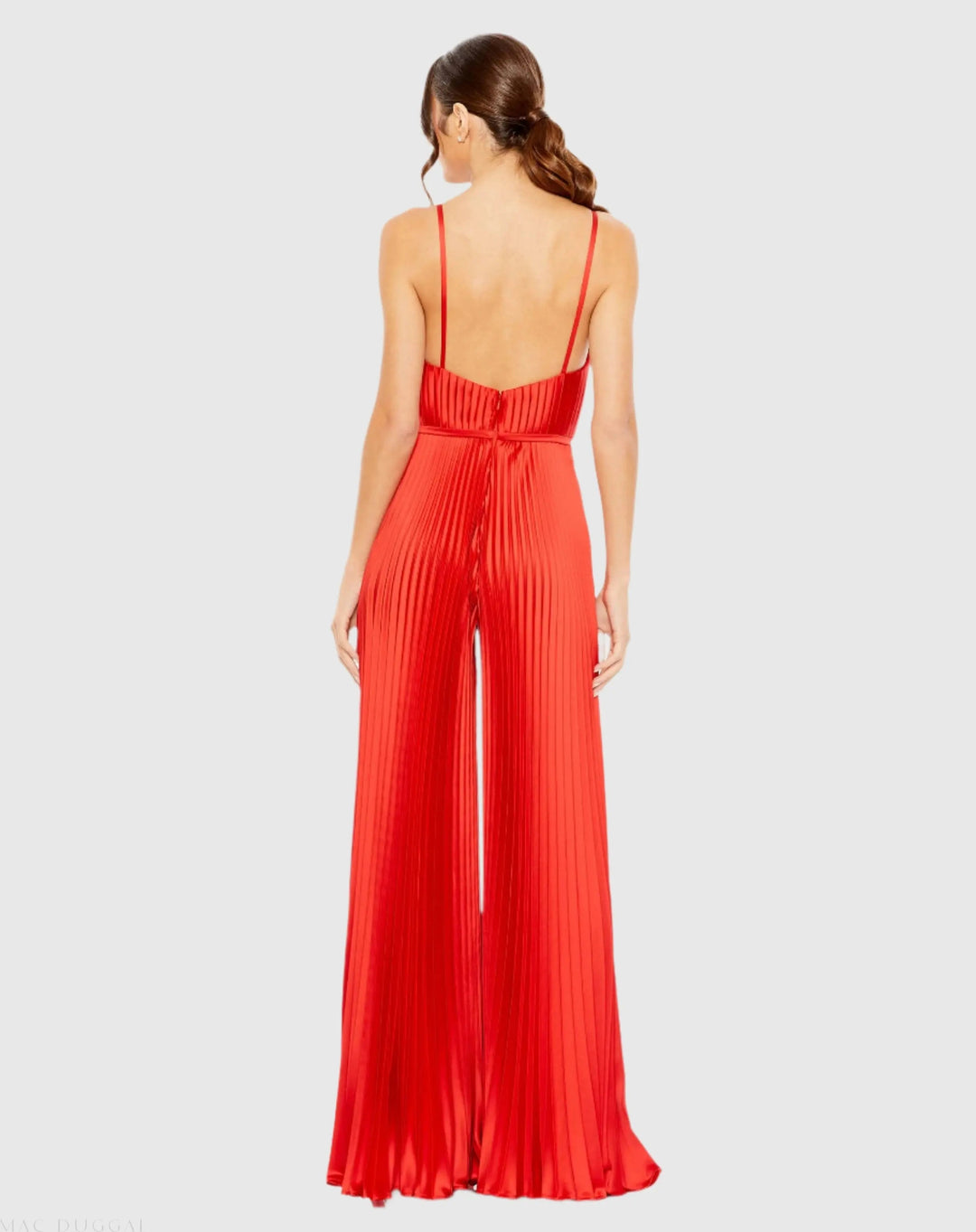 Mac Duggal 26319 Pleated Plunge Neck Wide Leg Jumpsuit