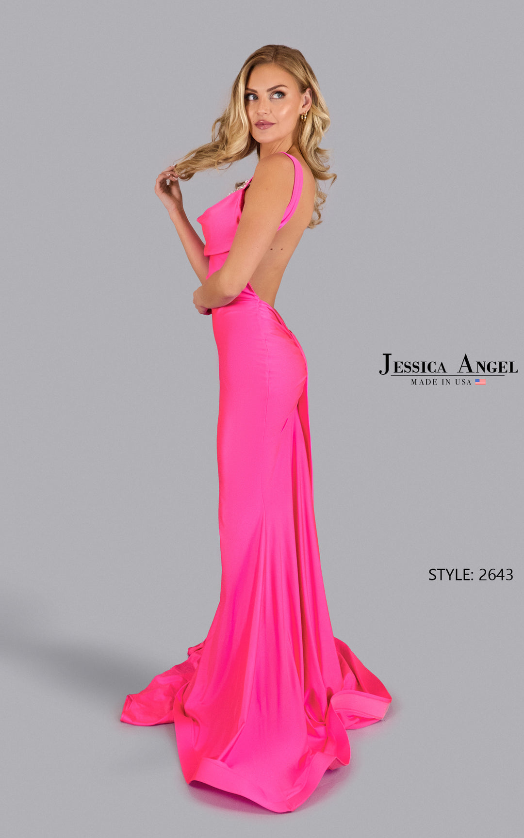 Jessica Angel 2643 embellished neckline mermaid gown side view