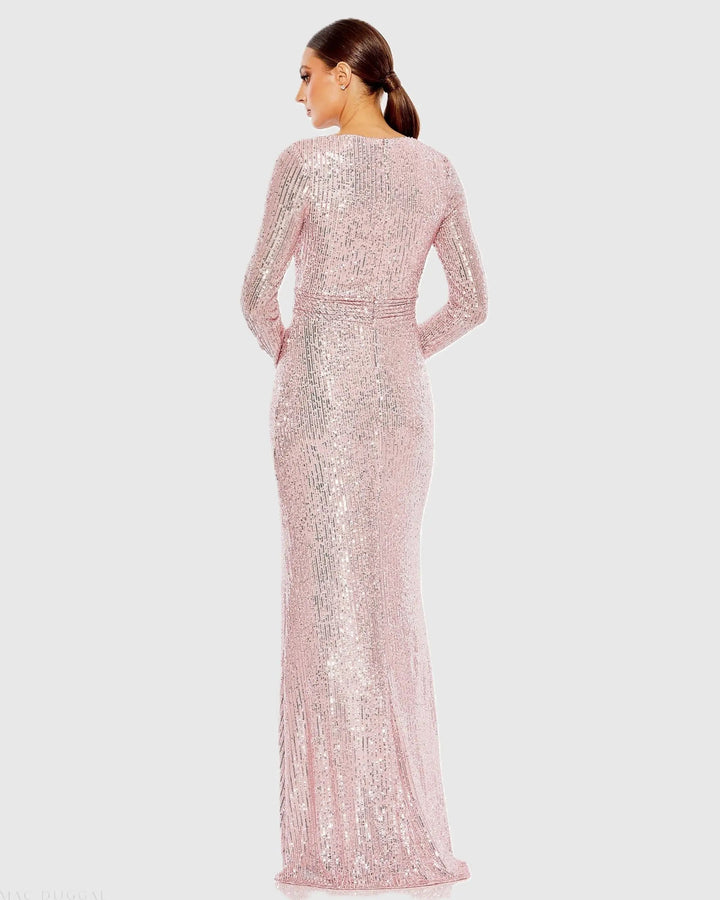 Mac Duggal 26490 Sequined Long Sleeve Gown