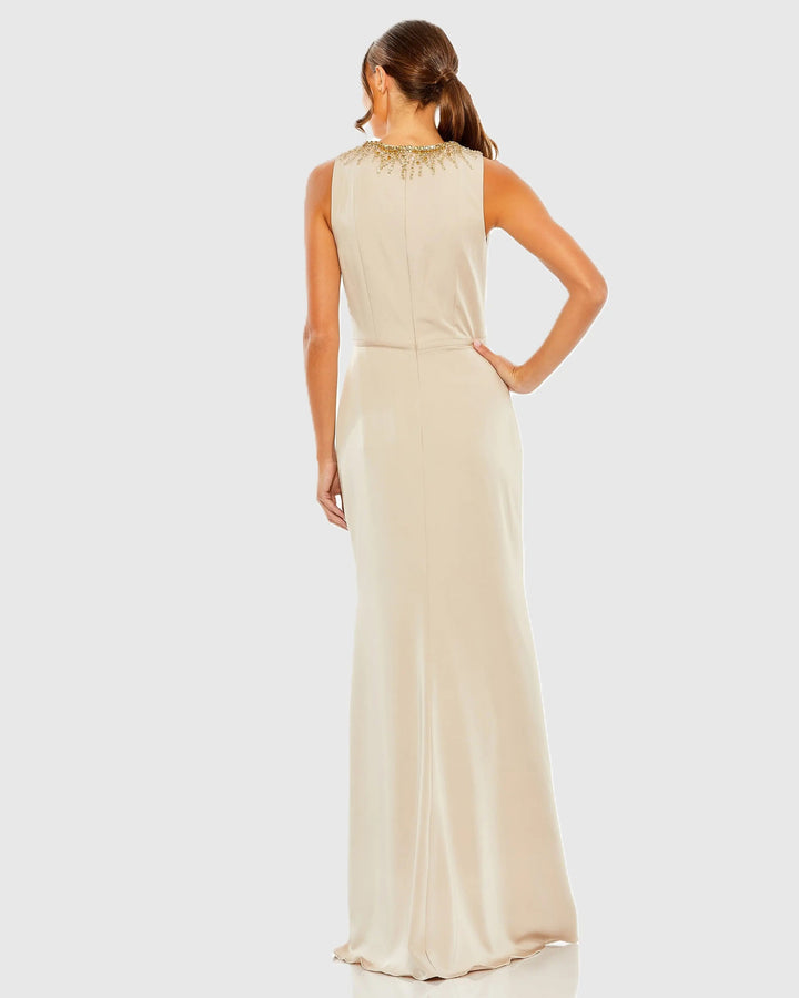 Mac Duggal 26516 Sleeveless Rhinestone Collar Column Gown