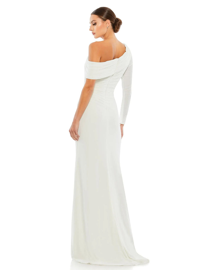 Mac Duggal 26570 Ruched Jersey Drop Shoulder Foldover Gown