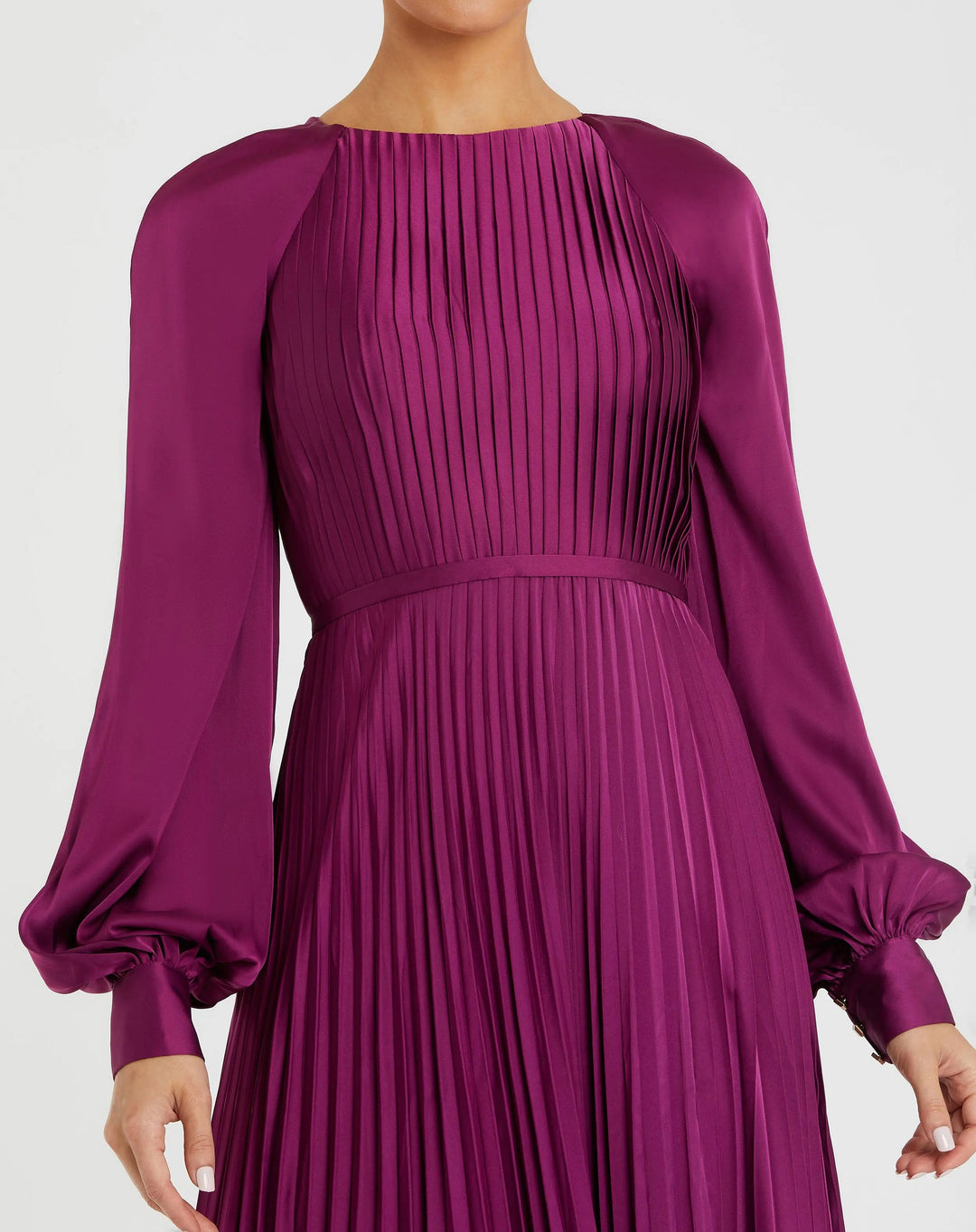 Mac Duggal 26590 High Neck Pleated Long Sleeve