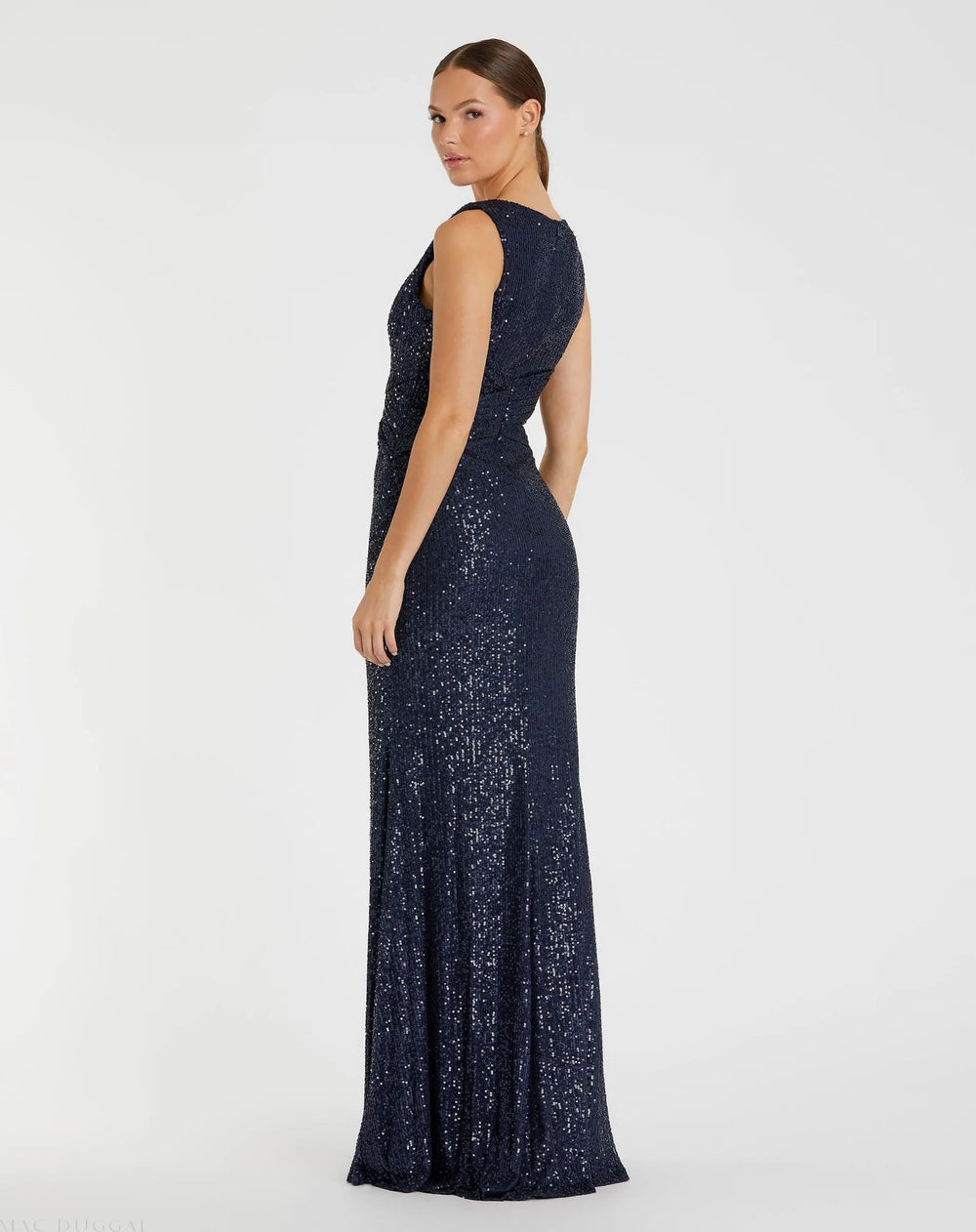 Mac Duggal 26598 V-Neck Sequin Wrap Waist Gown