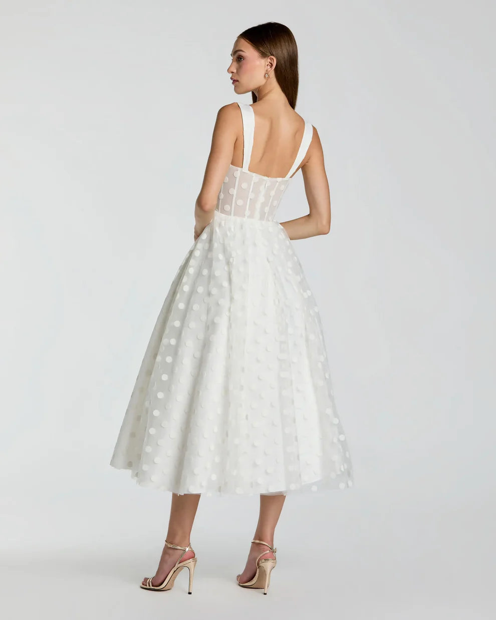 Mac Duggal 27539 Polka Dot Sweetheart A-Line Tea-Length Dress
