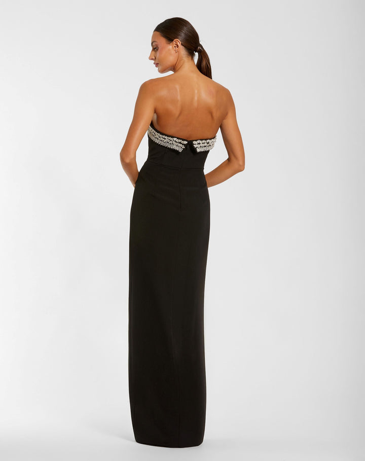 Mac Duggal 27664 Rhinestone Embellished Strapless Column Gown