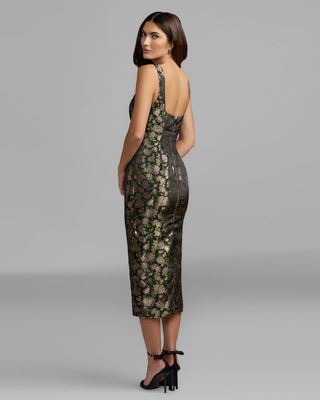 Mac Duggal 27882 Floral Brocade Midi Dress
