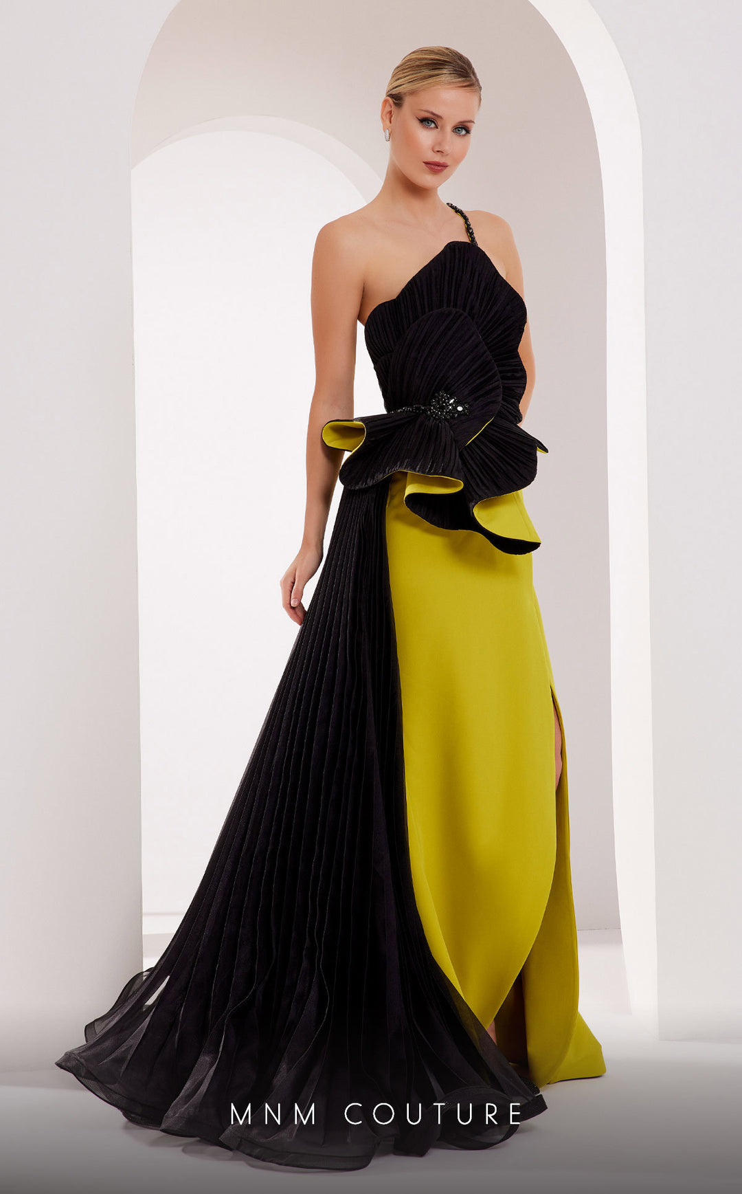 Fouad Sarkis 2796 sweetheart mermaid gown with fan peplum side view