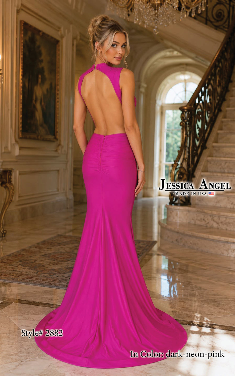 Jessica Angel 2882 open back mermaid gown back view