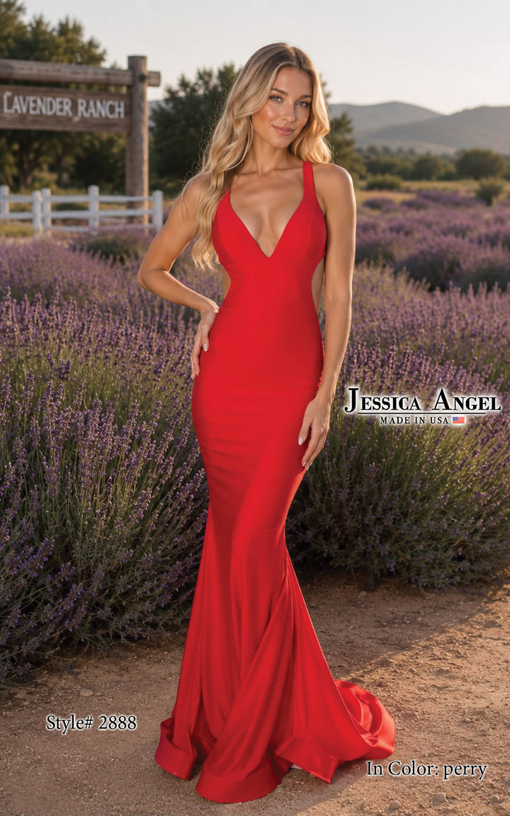 Jessica Angel 2888 deep V mermaid gown front view